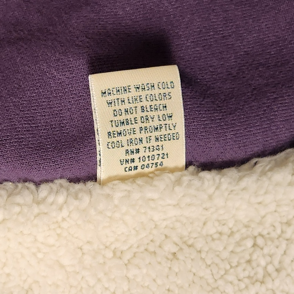 LL Bean Sherpa Lined Full Zip Sweatshirt Jacket Womens Dusty Purple Coat M - Picture 5 of 10